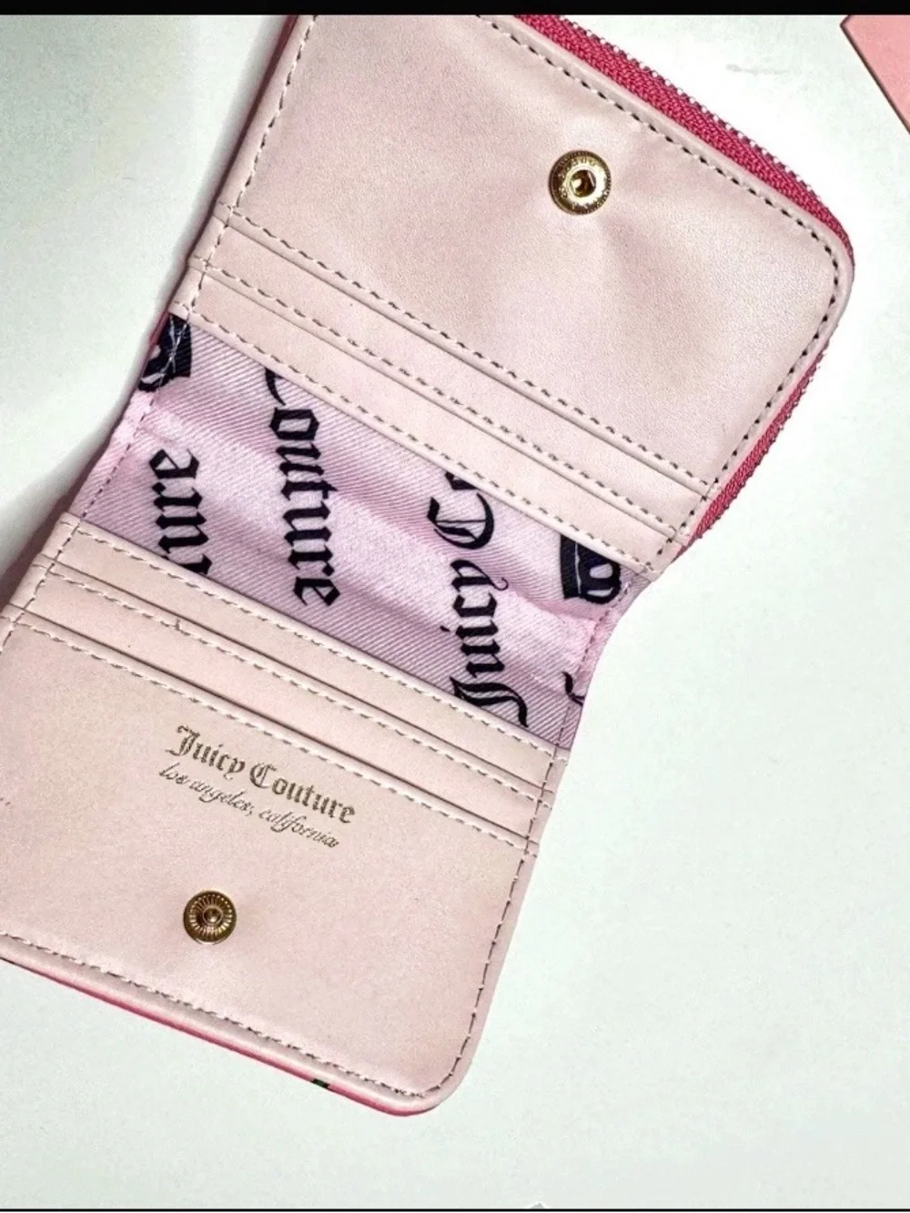 Juicy Couture Sweet Juicy L-Zip Card Case Wallet, Strawberry Pink Lemonade $38